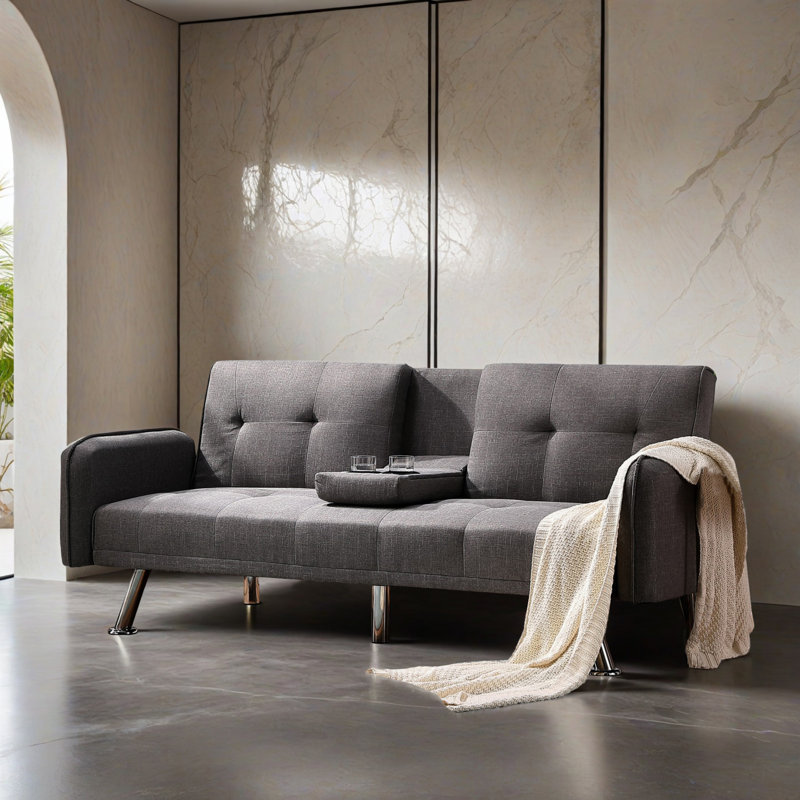 Canapé-lit inclinable convertible 74,42 po de large, Gris foncé