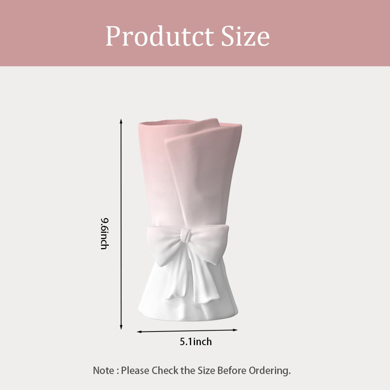 Vase en céramique, Rose/Blanc
