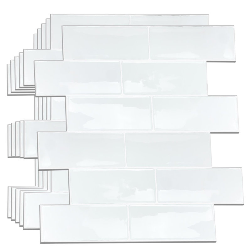 77.47cm W x 38.1cm L Gel Peel and Stick Subway Tile