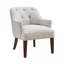 Fauteuil d'appoint capitonné gris neutre, tissu rembourré, structure robuste pour le salon et les coins lecture-615915439