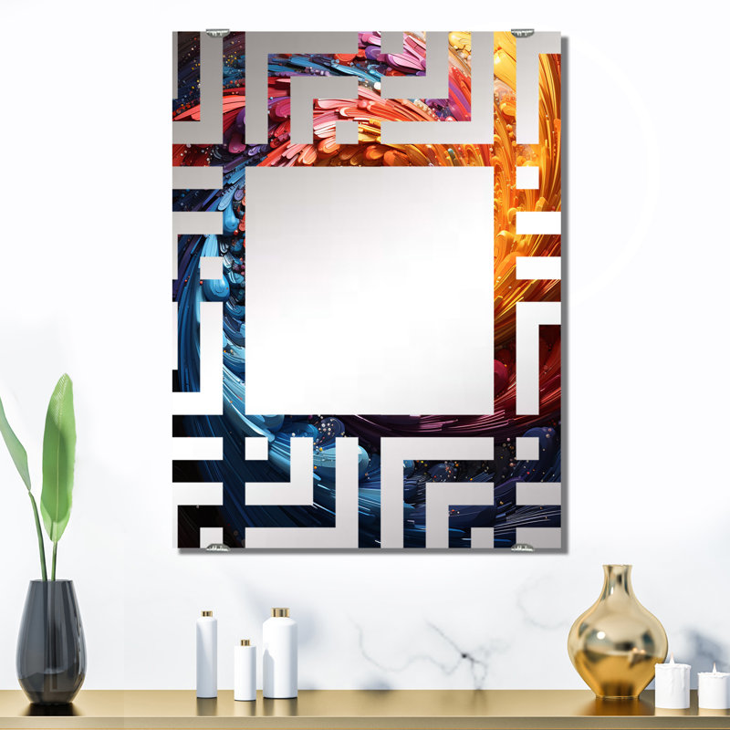 Samboy - Grand miroir mural abstrait, 32 po x 24 po