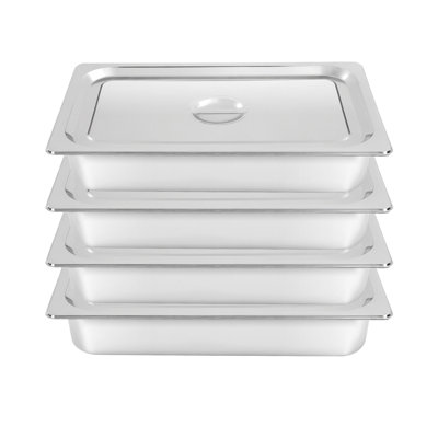 4" Stainless Steel Food Pans With Lid