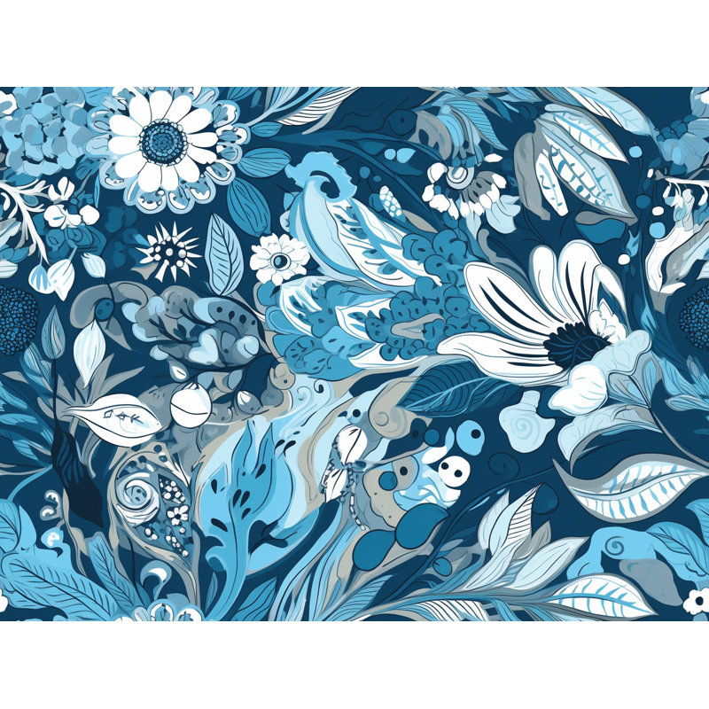 Machine Printed Comforter, Twin Extra Long Comforter, Blue/White Floral