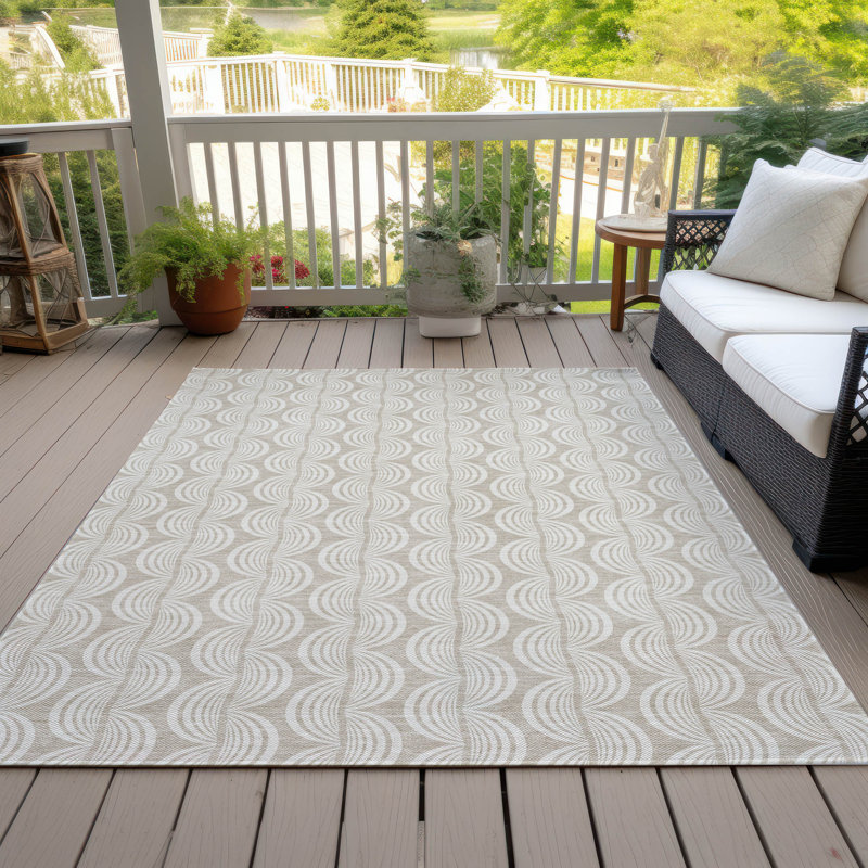 Beige Flat Woven Rectangular Synthetic Washable Rug 46" x 30"