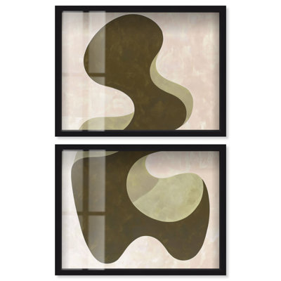 Ensemble d'art mural bohème moderne Organic Curvature III Shadowbox Print par Art Remedy, cadre noir, 44 x 33