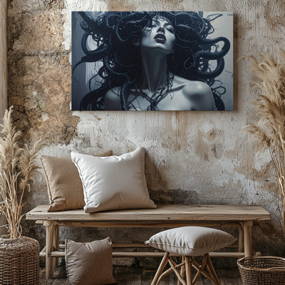Toile moderne, méduse, déesse aux cheveux de serpent, art mural sur toile, prêt à accrocher, galerie, décoration intérieure, conception moderne, qualité supérieure