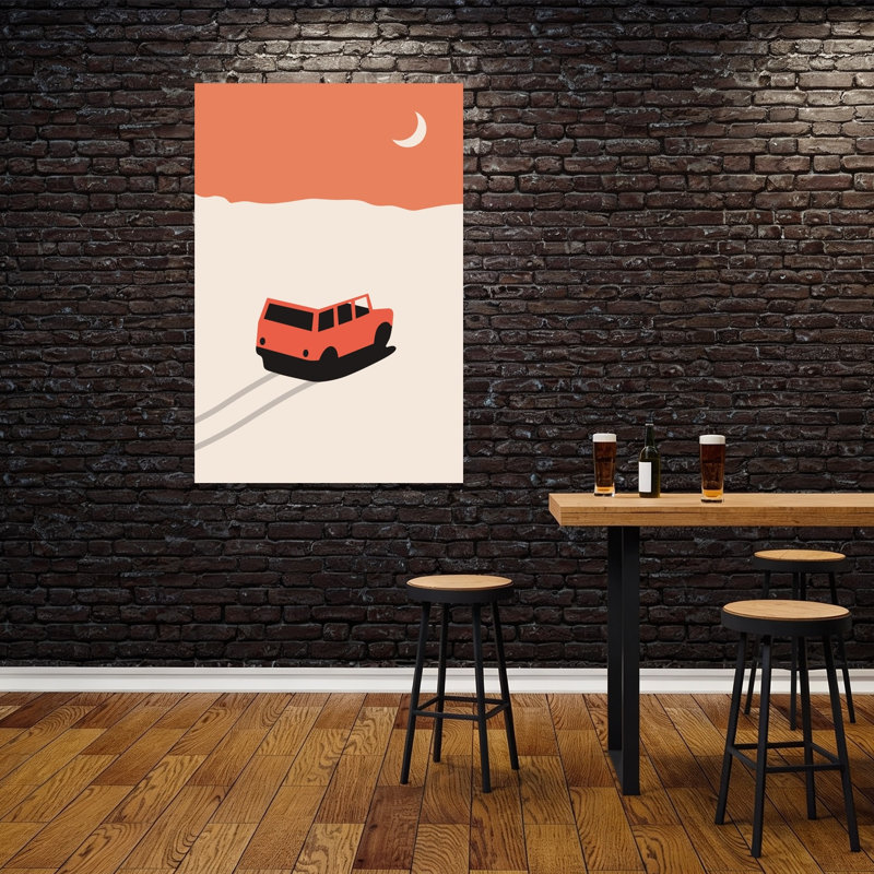 Moonlit Desert Road Trip Abstract Contemporary Landscape Nature Wall Art Print, 152.4cm H x 101.6cm W