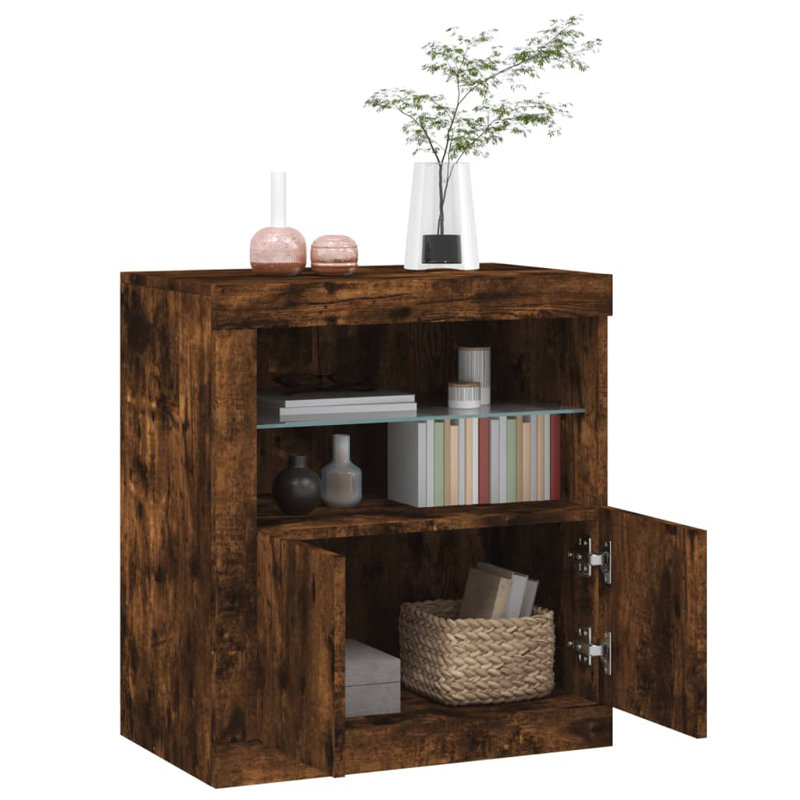 Basiliki Sideboard with LED Lights, Smoked Oak