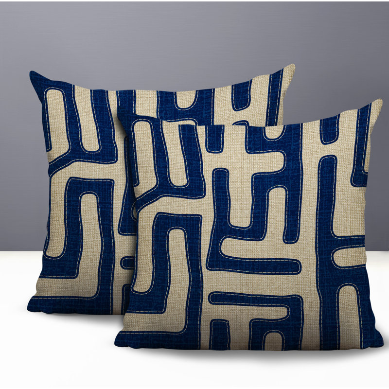 Coussin intérieur / extérieur Tiwa, Marine, 18 x 18
