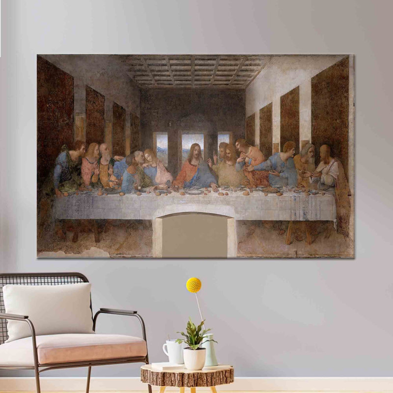 Da Vinci's Last Supper - impression murale sur toile imprimée, toile tendue 1P, H: 15,8 po x l: 23,6 po