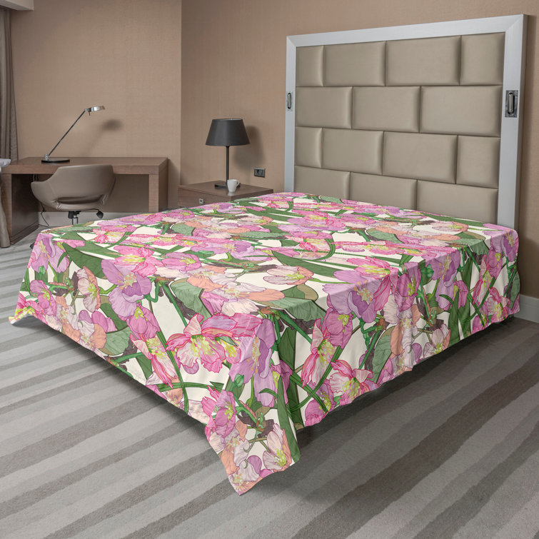 Ambesonne, drap plat floral pivoines, art botanique printanier
