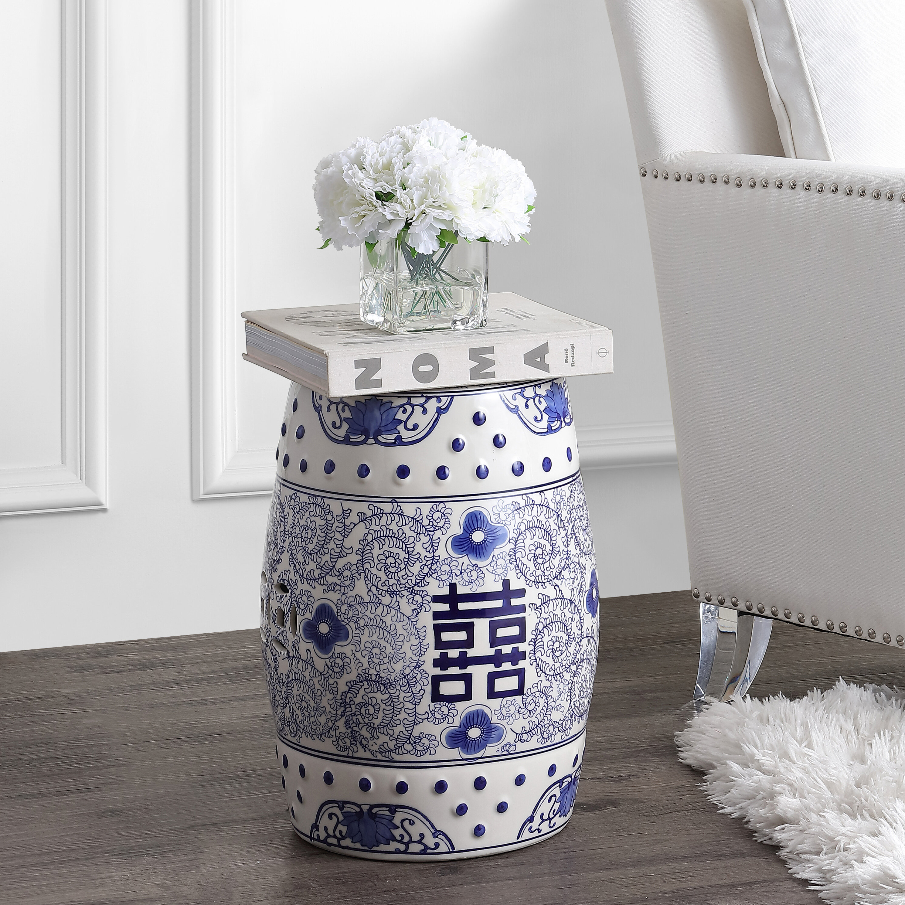 Ceramic deals white stool