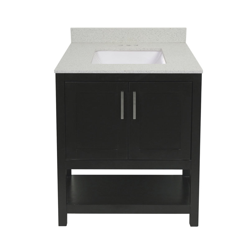 Ensemble de meuble-lavabo simple 25 po Agu, Espresso, Blanc galaxie