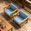 Fauteuil club d'extérieur en bois d'acacia avec coussins-465815212