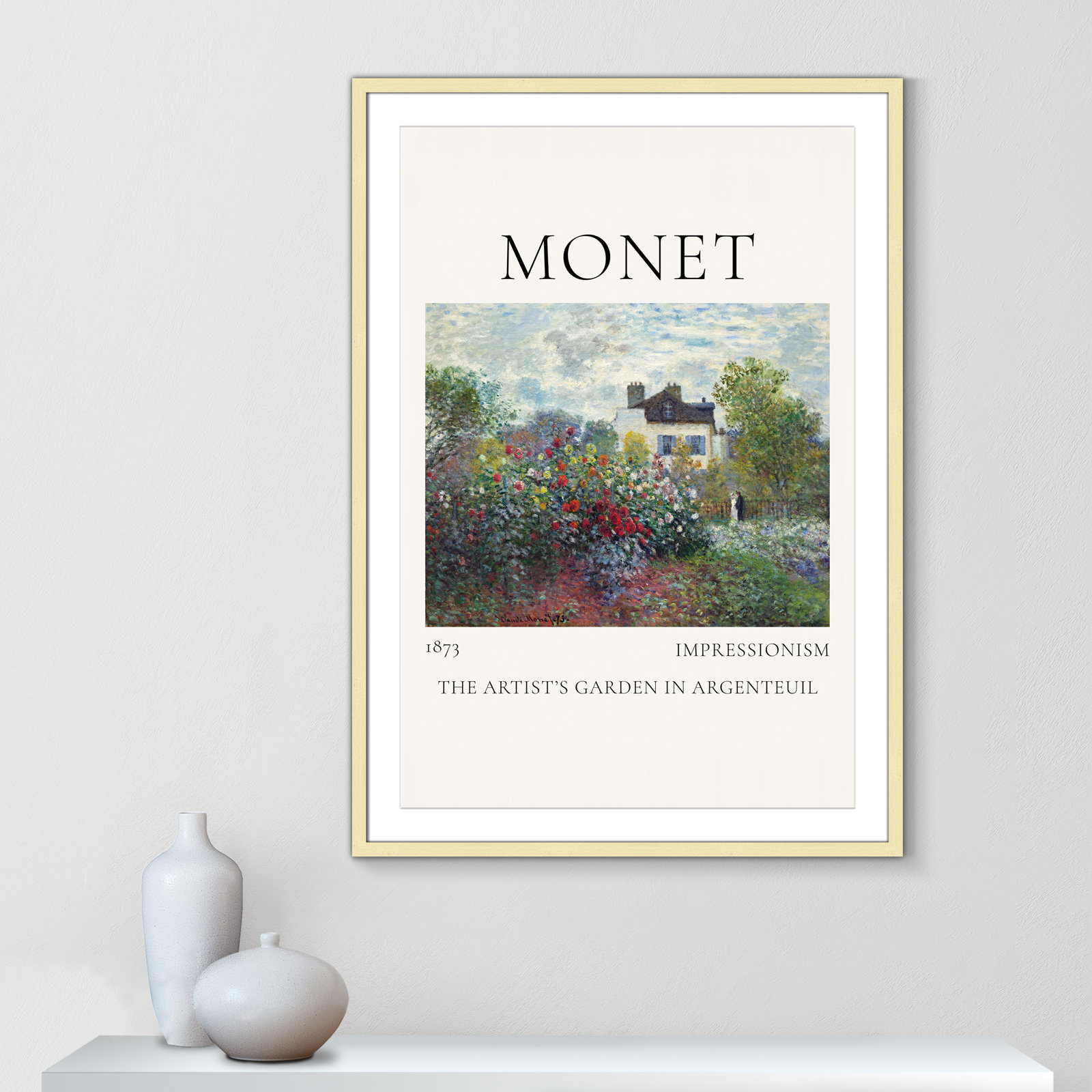 Artists Garden in Argenteuil Print by Claude Monet, Yes, 41.5" H x 29.5" W x 1.25" D, Gold Single Picture Frame