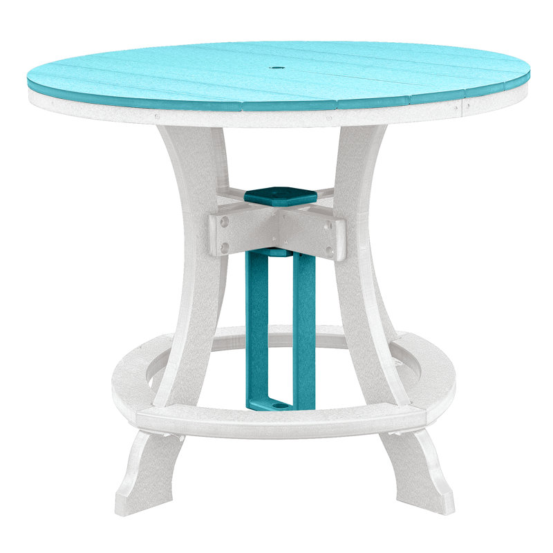 Round 4 - Person 44'' Long Bar Height Dining Set, White, Aruba Blue