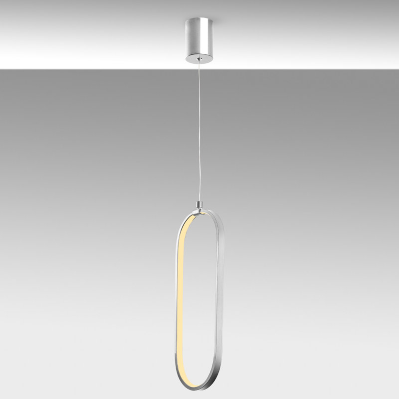 Lustre moderne en chrome avec structure en métal, hauteur réglable de 23,6 à 43,3 pouces | Douille DEL 16 W, DEL SMD, indice de protection IP20 | Design argenté élégant pour la décoration de la maison et de l'hôtel, parfait pour les solutions d'éclairage élégantes