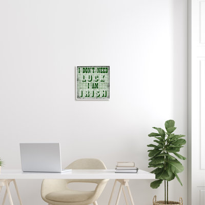 «Don't Need Luck I'm Irish Funny Plaid» par Sheldon Lewis - cadre flottant, impression sur bois