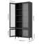 Grande armoire de rangement en métal avec 4 portes vitrées et 5 tablettes latérales
