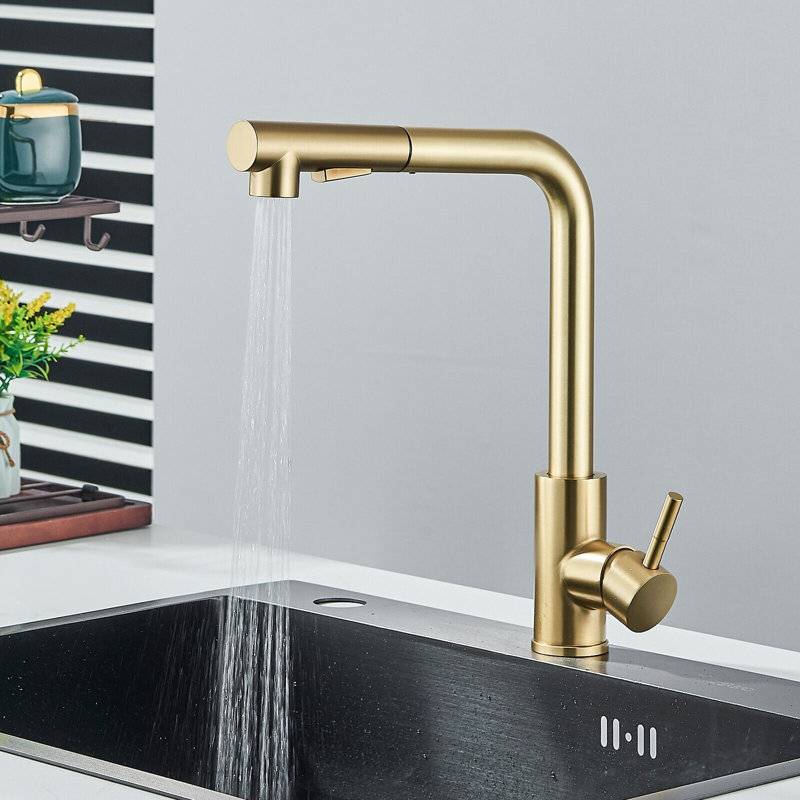 Senlesen Pull Out Kitchen Faucet, Brushed Gold