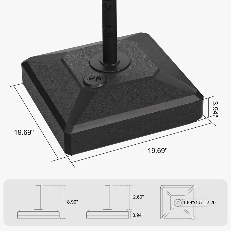 Parasol pour terrasse 9 pieds avec base et parasol commercial en aluminium pour terrasse, Marine