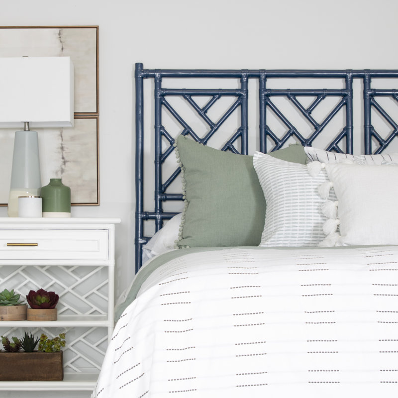 Chippendale Headboard, Queen, Navy Blue