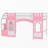 Twin Size Loft Bed In Pink With Space Storage Staircase And Sweet Decorative Window - Wood Compact Robust-1959619610