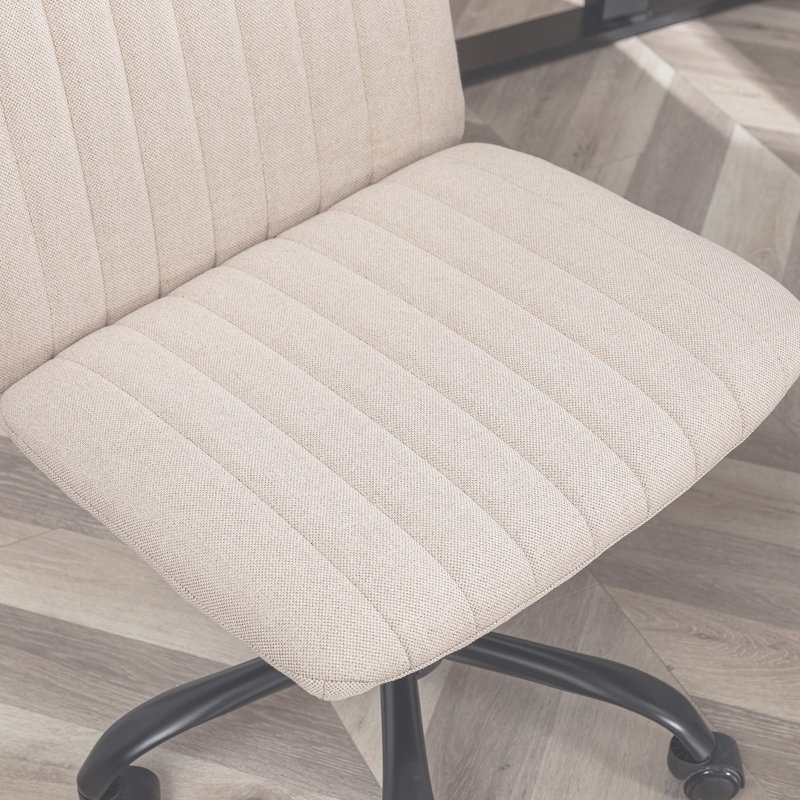 Chaise de bureau Mezaire avec revêtement en polyester, pivotant, hauteur réglable, roulettes, Beige