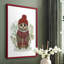 «Owl in Tartan Scarf», reproduction encadrée - bois massif-2139651025-2139651027