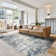 Rayna Kaori Light Blue Beige Ivory Machine Washable Modern Abstract Industrial Indoor Area Rug, Flat Pile for Living Room & Bedroom