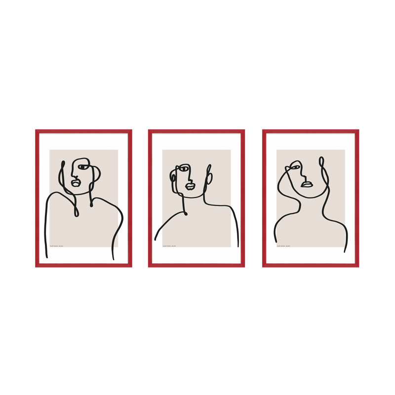 Figure And Form Print by Romina Gadler, Red Framed Paper, 20" H x 14" W x 1.25" D