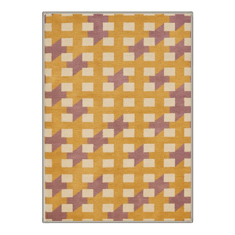 Abdellah Geometric Machine Washable Yellow/Beige/Purple Indoor Area Rug with Non-Slip Backing, Rectangle 6' x 9'