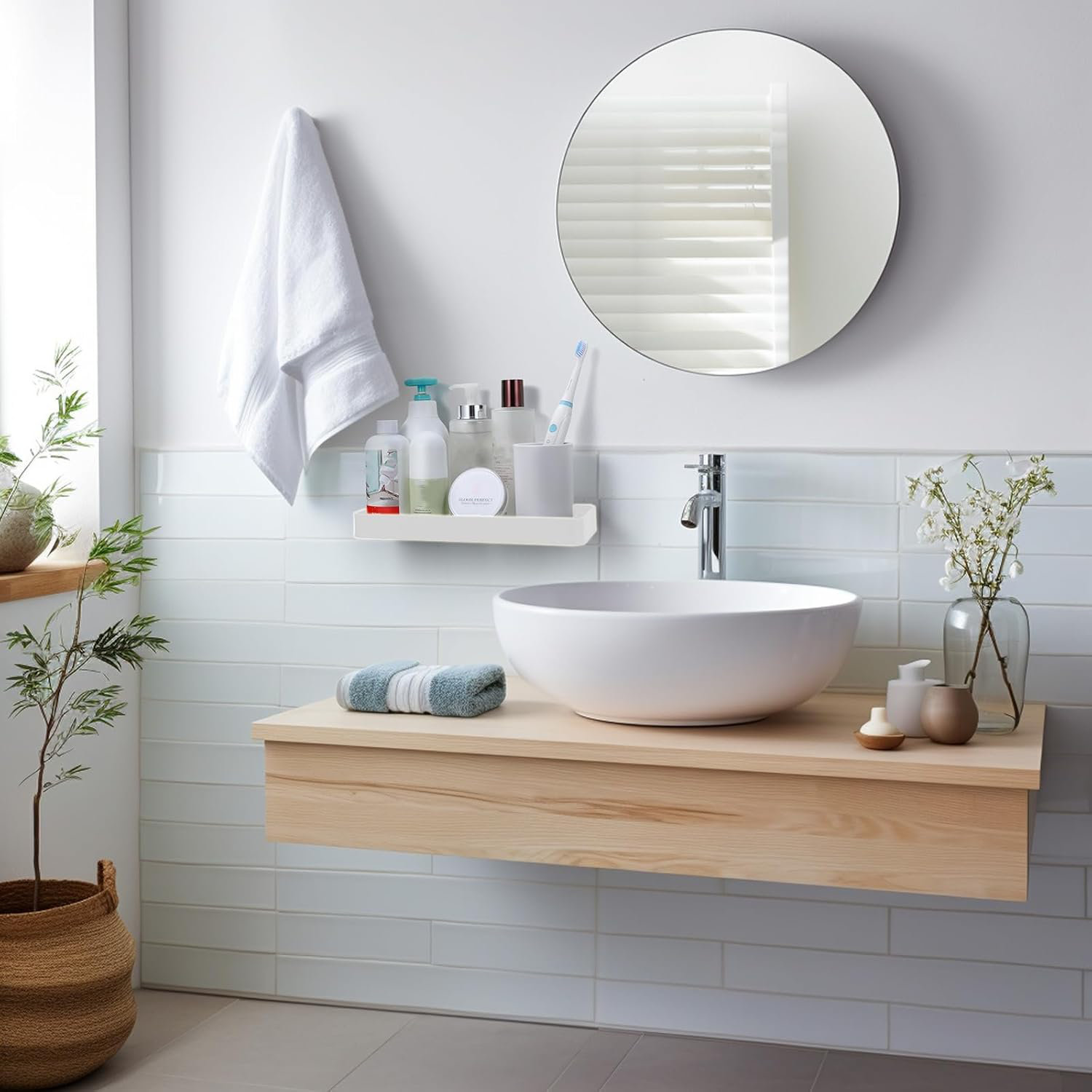 Latitude Run® Small Glass Bathroom Shelves, Floating Shelf, Mini Wall ...