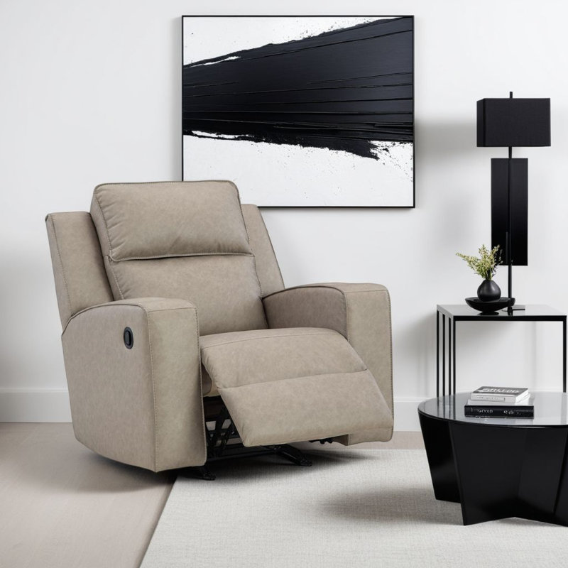 Livie Faux Leather Recliner, Pebble Beige Gray
