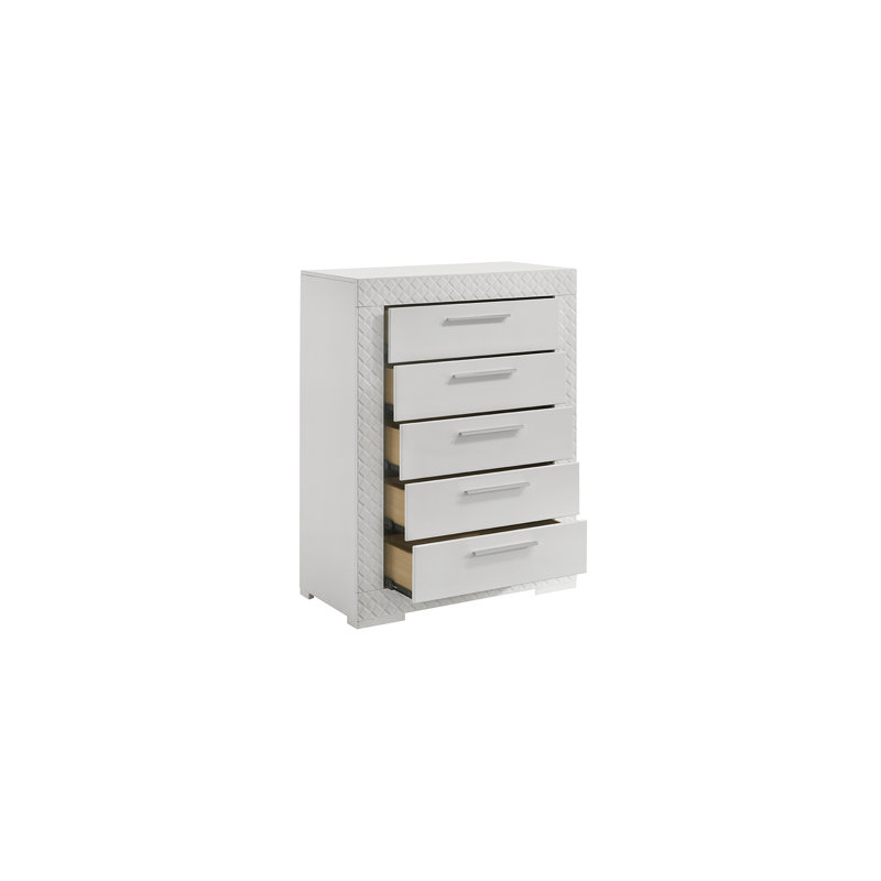 Commode 5 tiroirs en bois blanc Blanca