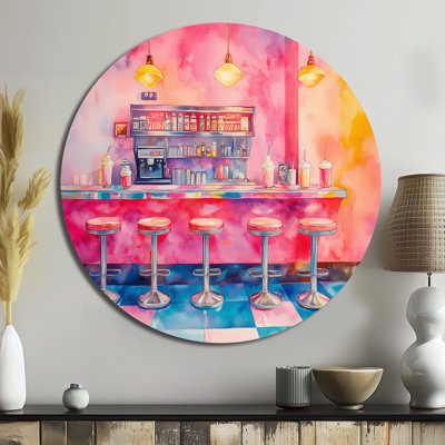 Dinner Counter 1950S - Retro Round Metal Wall Art