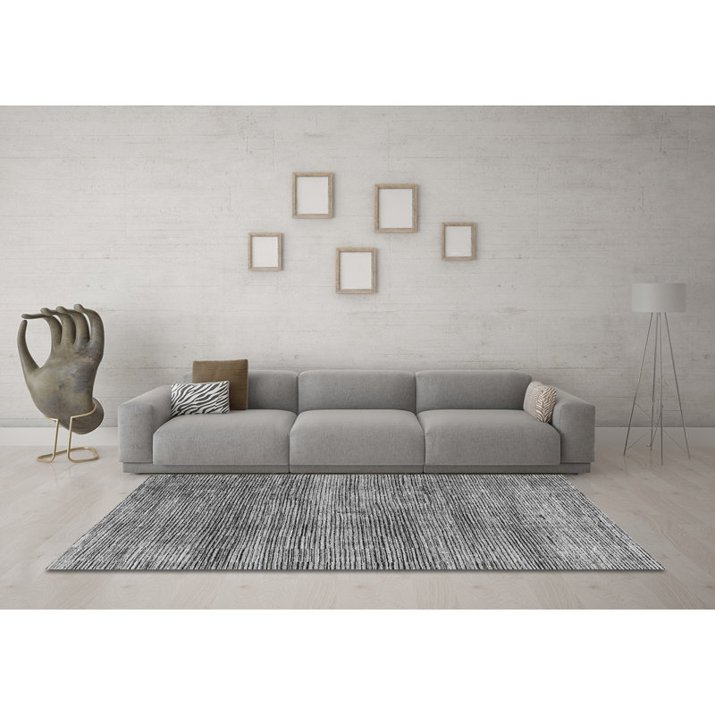 Yannic Solid Color Machine Woven Area Rug in Gray, Rectangle 2' x 3'