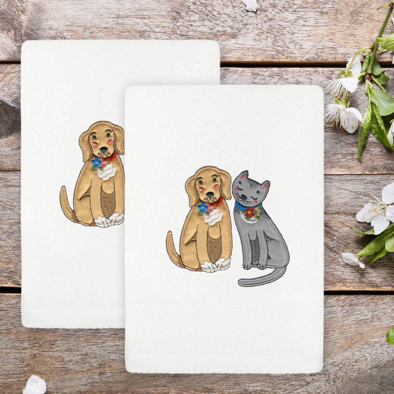  Serviette de toilette Ozkan Spring Dog & Cat, Blanc