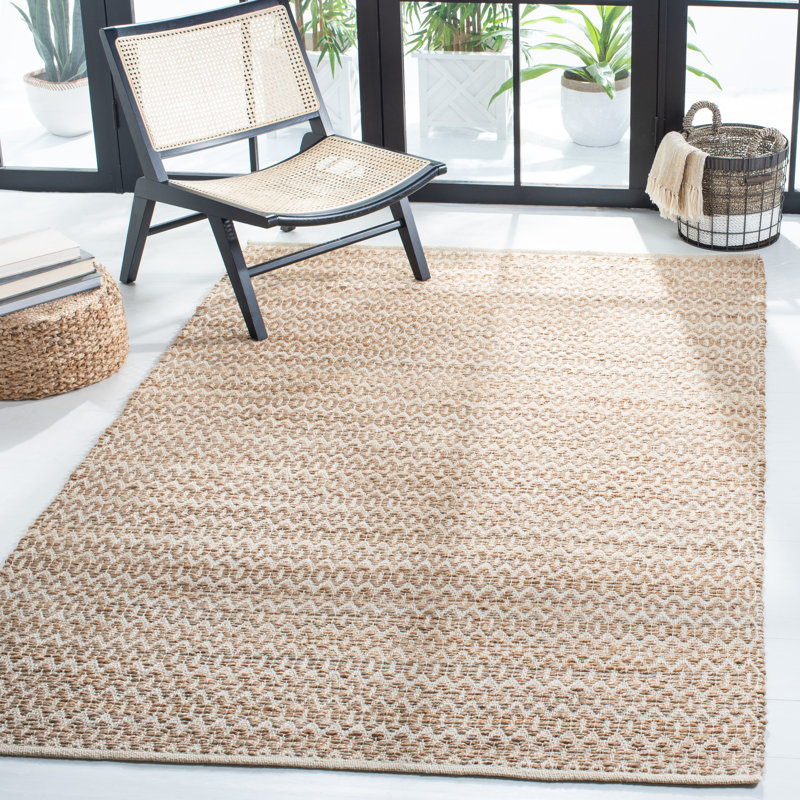 Cinderford Natural Fiber Handwoven Hemp Geometric Rug, Rectangle 8' x 10'
