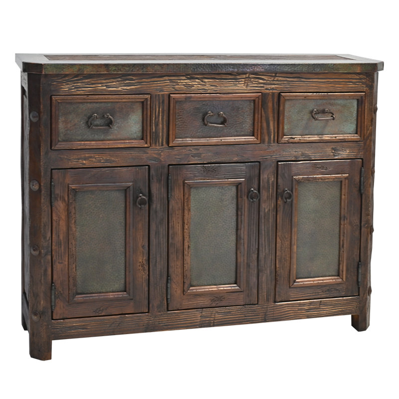 Armoire d'appoint en cuivre et bois récupéré