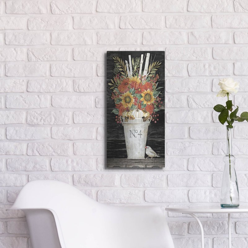 «No. 4 Fall Flowers And Birch 2» par Cindy Jacobs, H 24 po x l 12 po