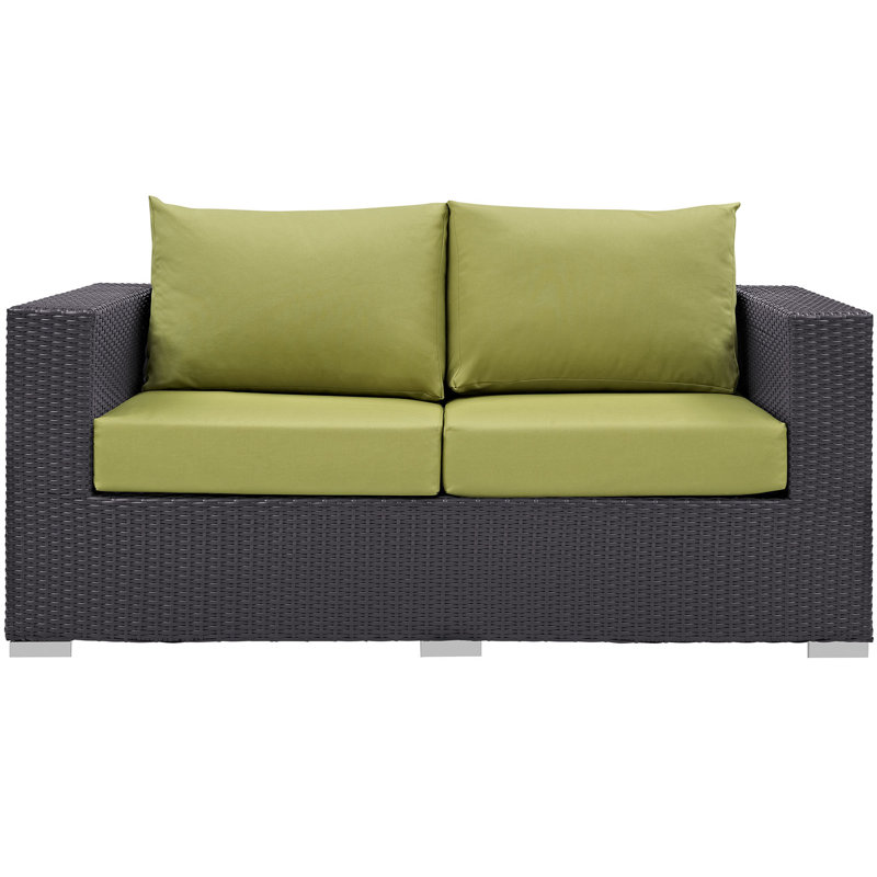 Convene Wicker Rattan Outdoor Patio Loveseat by Modway, Peridot