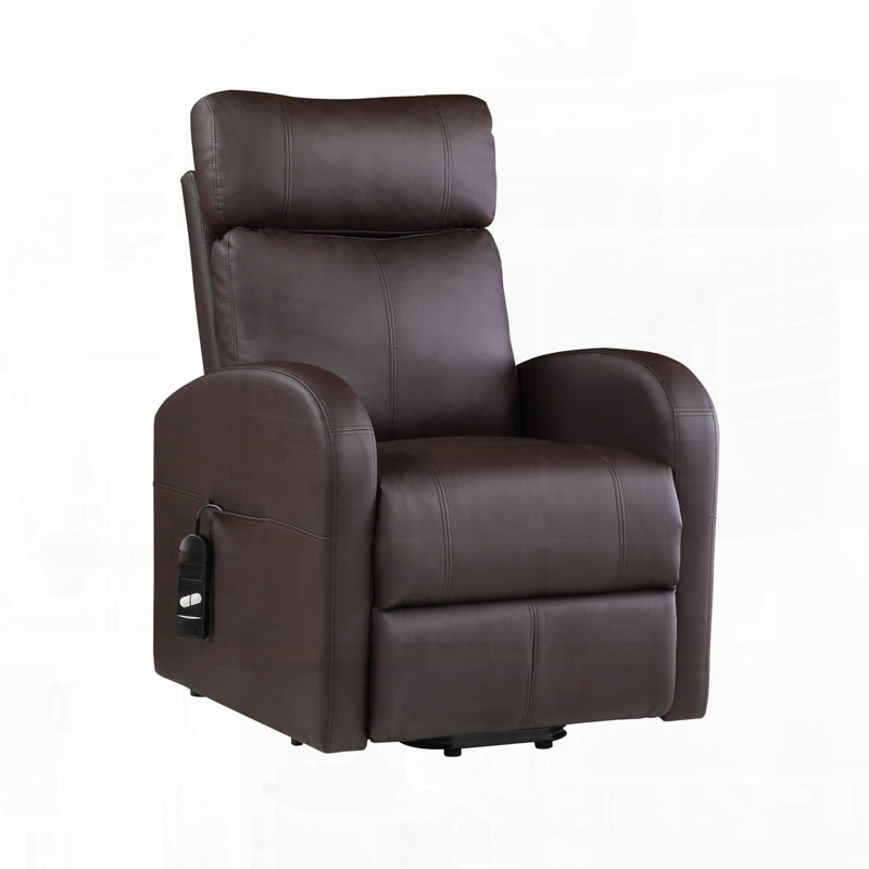 Fauteuil inclinable électrique en cuir synthétique, Marron foncé
