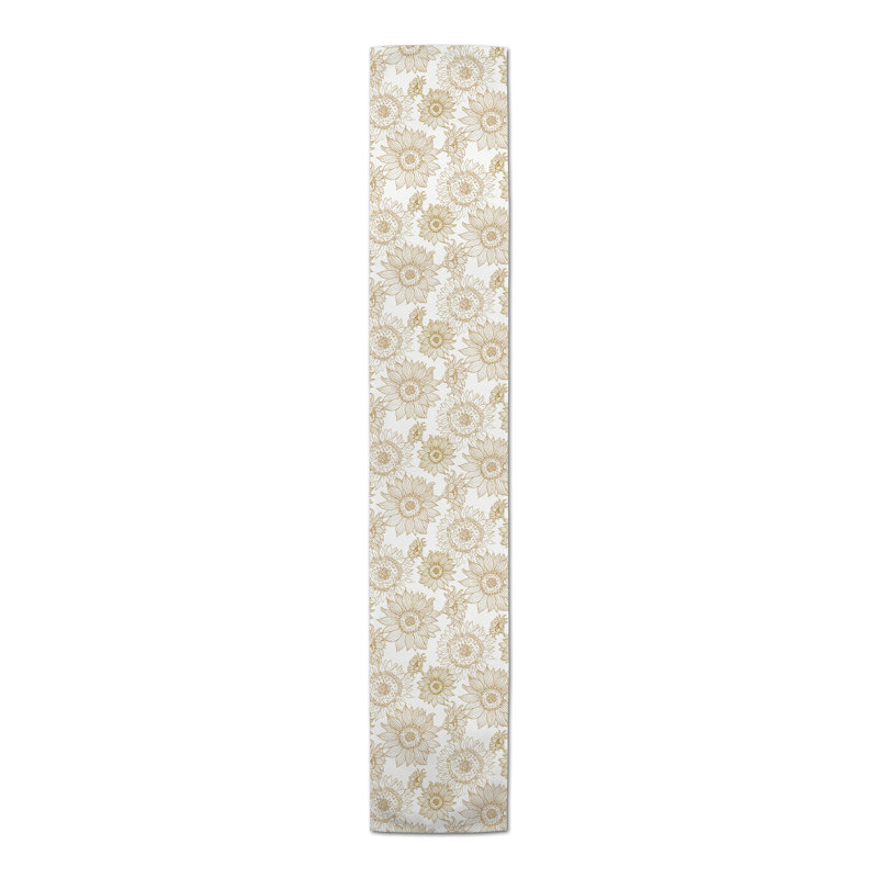Ayonitemi Rectangular Floral Table Runner, Gold/White, 90" x 16"