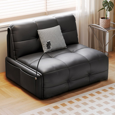 Canapé-lit en cuir avec coussins 47,24 po