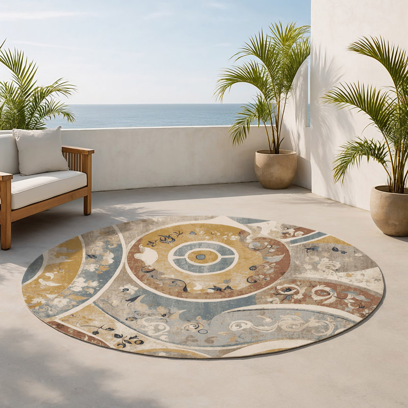 Tapis intérieur et extérieur Flashy Streak, Rond 5 pi