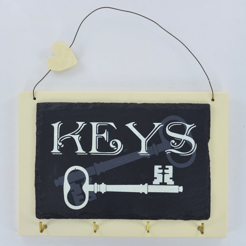 Wood Wall Organizer with Key Hooks