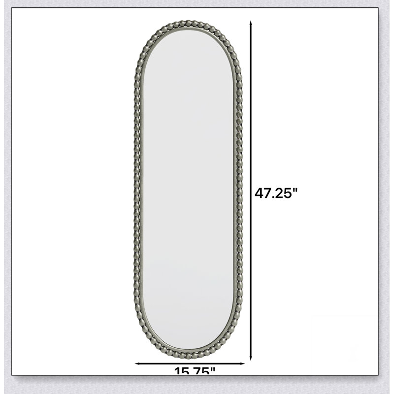 Iron Art Oval Retro Mirror, Antique Effect,Wall Hanging,Suitable For Living Room,Bedroom, Entrance (Silver), Silver