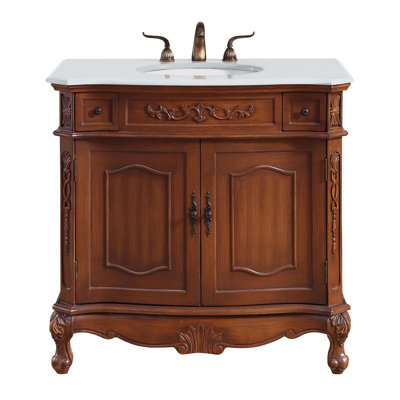 Lunette 36'' Single Bathroom Vanity with Engineered Marble Top