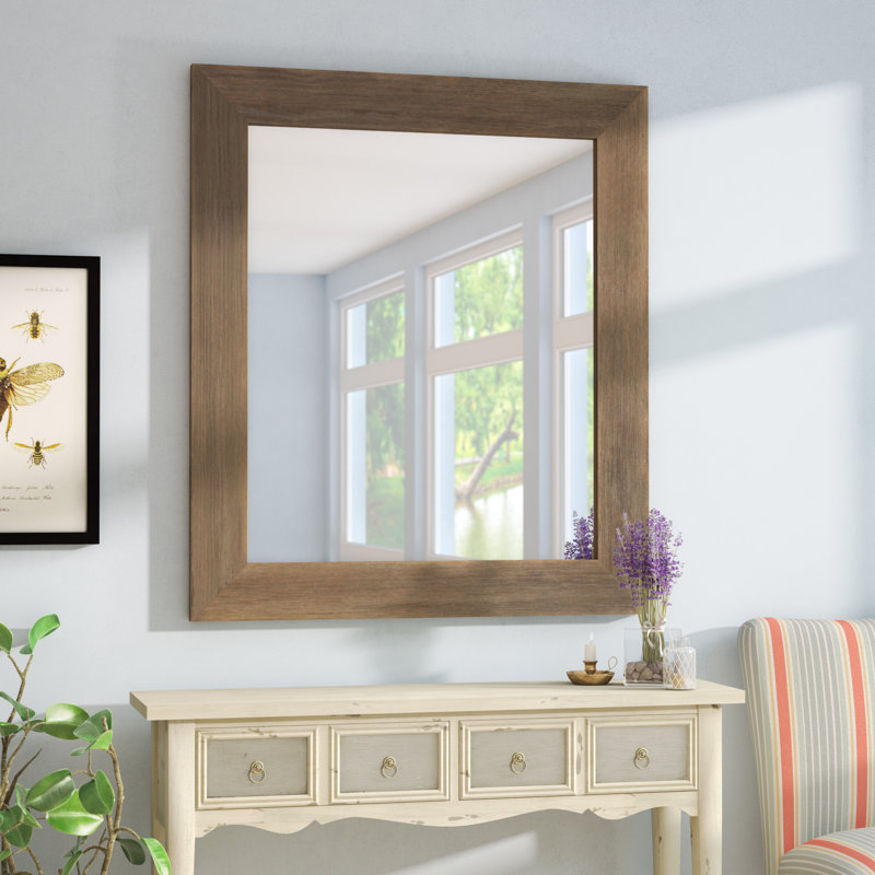 Machuca Engineered Wood Rectangle Wall Mirror, 39.5" H x 45.5" W, Brown